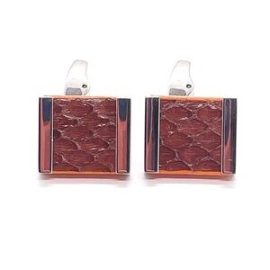 R|T by Robert Tateossian Cufflinks. Python Brown & Orange Stainless Steel - NIB